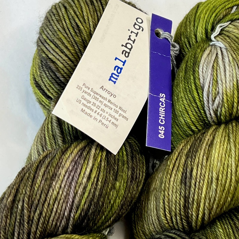 Malabrigo Arroyo Chircas Green 2 Balls Skeins Superwash Merino